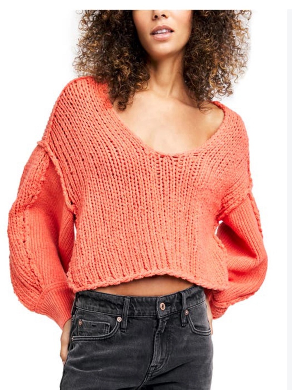 We The Free Sea Bright Cropped Chunky Knit Sweater Women’s Size XL